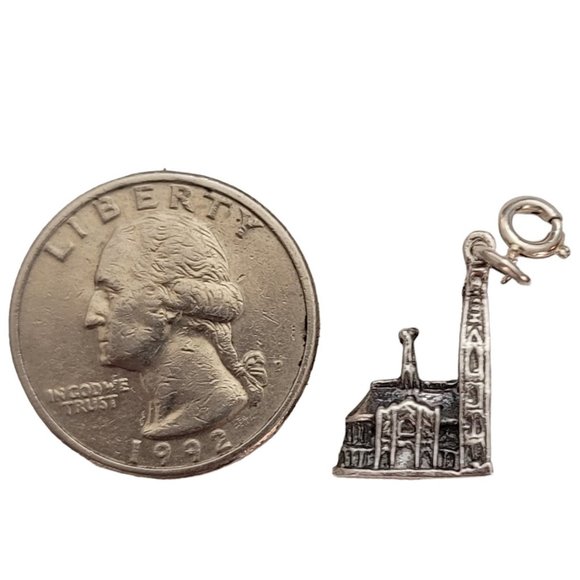 800 Silver Round Spring Clasp Koln Cologne Cathedral Germany Charm E329 - Picture 10 of 12